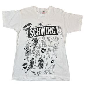 Vintage 90s SCHWING Single Stitch T-Shirt Large Fruit Of Loom USA Waynes World